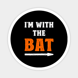 Funny Halloween I'm With The Bat Costume Couple Magnet